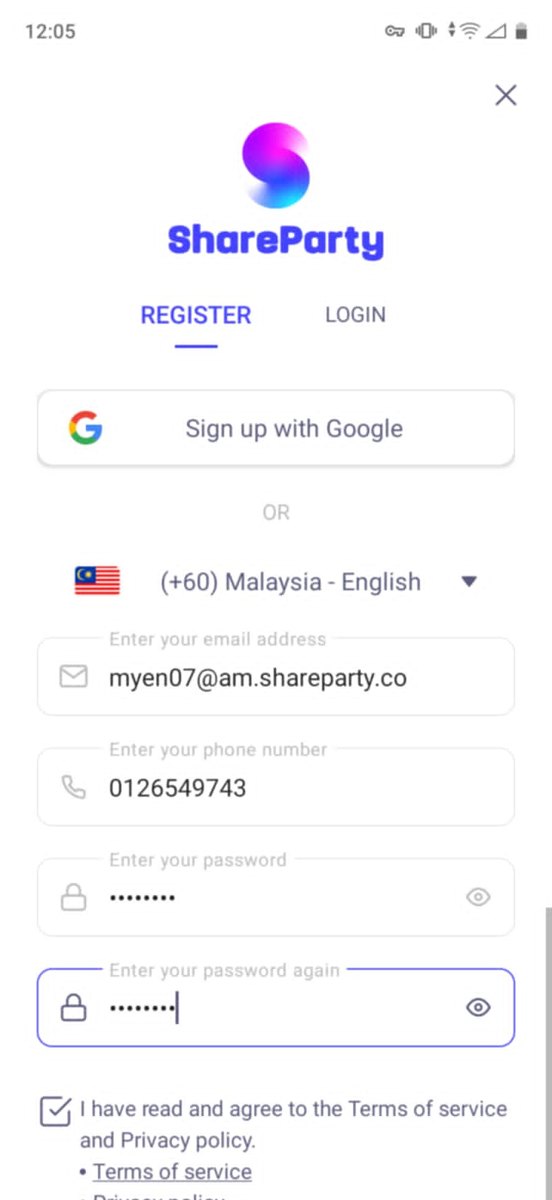 ShareParty missions screen